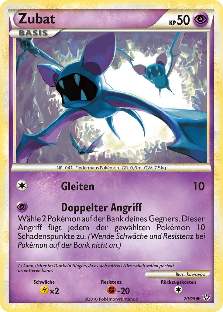 Zubat 70 — Entfesselt (German Pokémon TCG card)