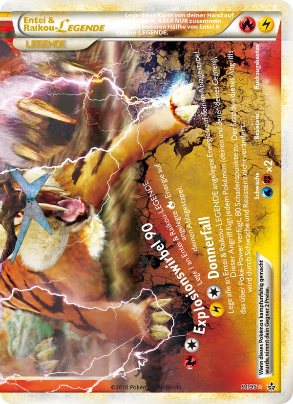 Entei & Raikou LEGENDE 91 — Entfesselt (German Pokémon TCG card)