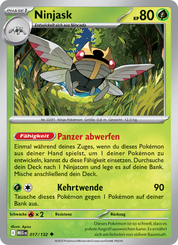Ninjask 017 — Mega-Entwicklung (German Pokémon TCG card)