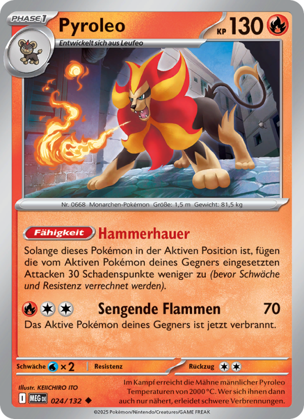 Pyroleo 024 — Mega-Entwicklung (German Pokémon TCG card)