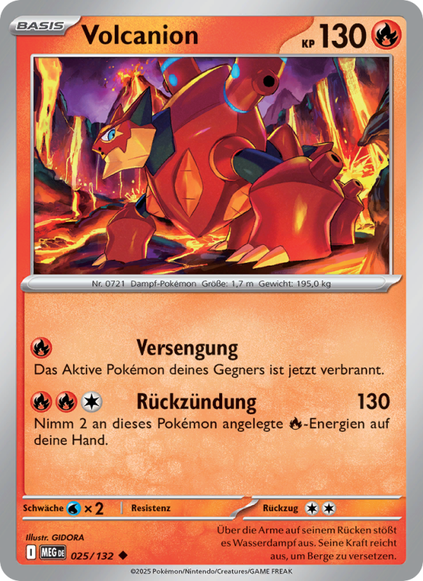 Volcanion 025 — Mega-Entwicklung (German Pokémon TCG card)