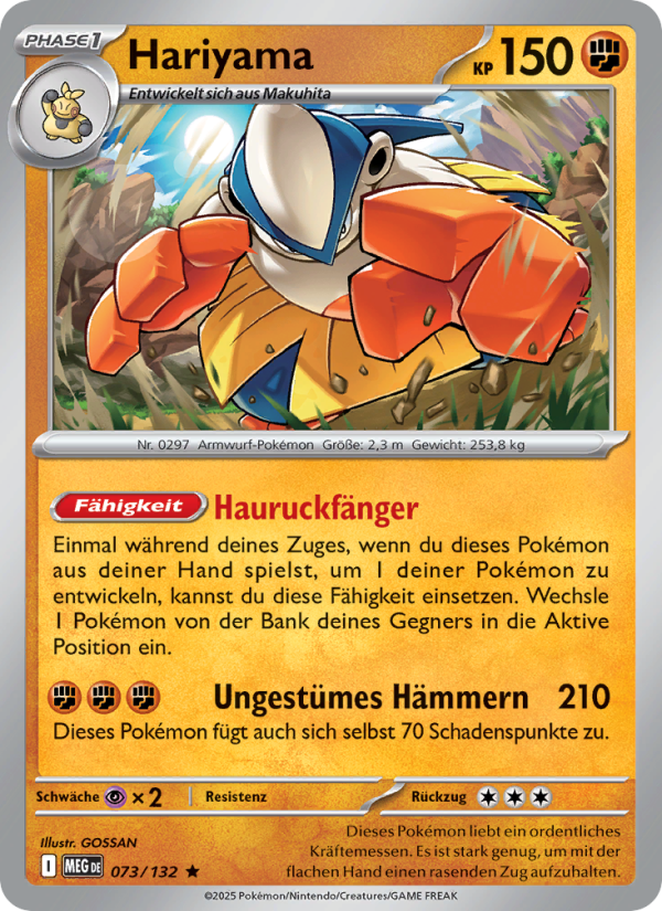 Hariyama 073 — Mega-Entwicklung (German Pokémon TCG card)