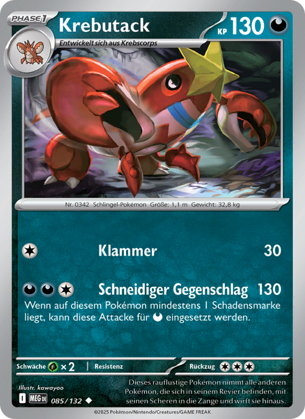 Krebutack 085 — Mega-Entwicklung (German Pokémon TCG card)