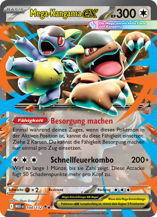 Mega-Kangama-ex 104 — Mega-Entwicklung (German Pokémon TCG card)
