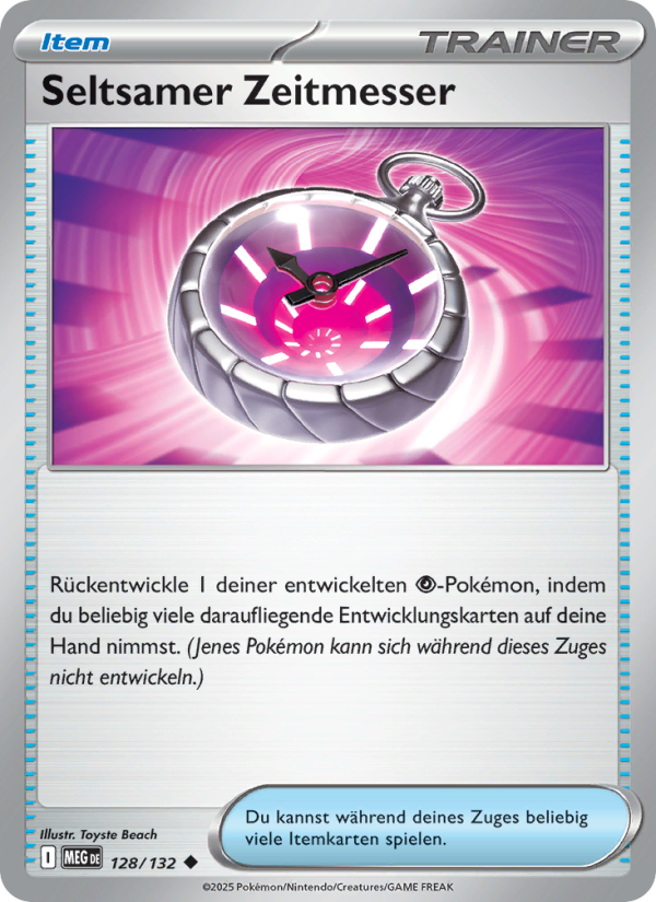 Seltsamer Zeitmesser 128 — Mega-Entwicklung (German Pokémon TCG card)
