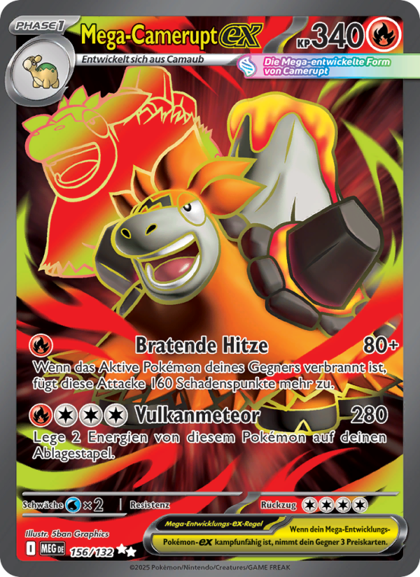 Mega-Camerupt-ex 156 — Mega-Entwicklung (German Pokémon TCG card)