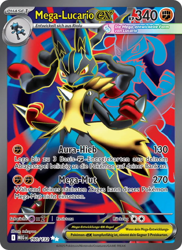 Mega-Lucario-ex 160 — Mega-Entwicklung (German Pokémon TCG card)