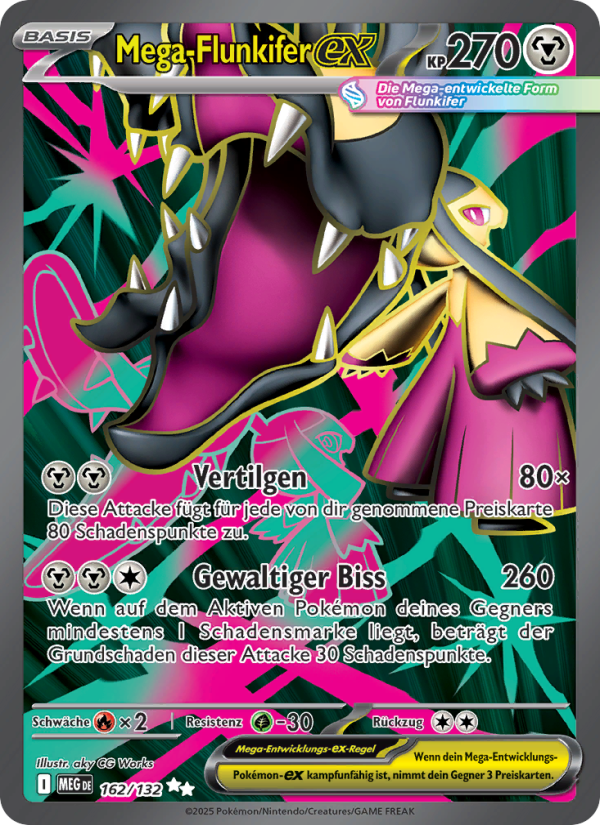 Mega-Flunkifer-ex 162 — Mega-Entwicklung (German Pokémon TCG card)