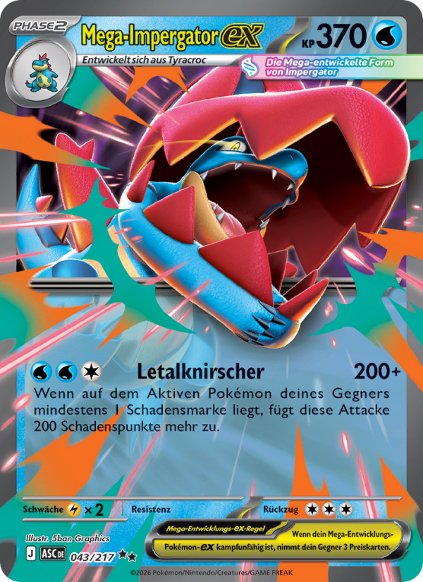 Mega-Impergator-ex 043 — Erhabene Helden (German Pokémon TCG card)