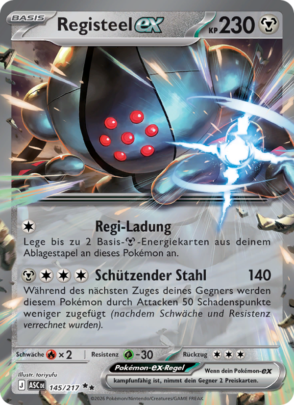 Registeel-ex 145 — Erhabene Helden (German Pokémon TCG card)