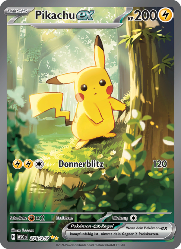 Pikachu-ex 276 — Erhabene Helden (German Pokémon TCG card)