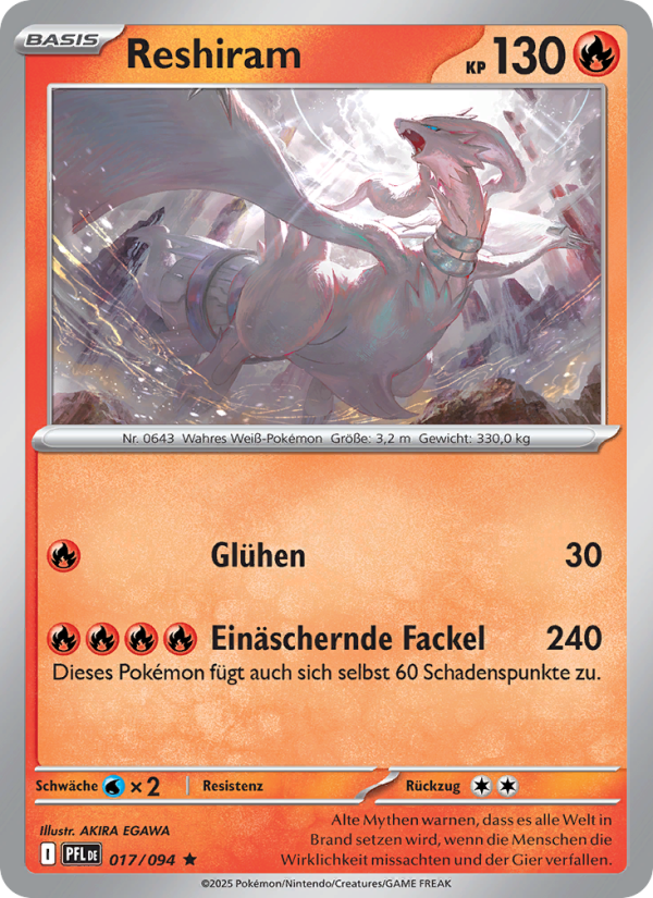 Reshiram 017 — Fatale Flammen (German Pokémon TCG card)