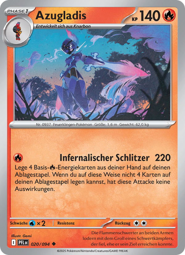 Azugladis 020 — Fatale Flammen (German Pokémon TCG card)
