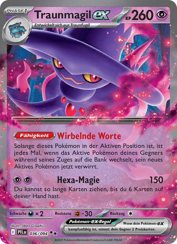Traunmagil-ex 036 — Fatale Flammen (German Pokémon TCG card)