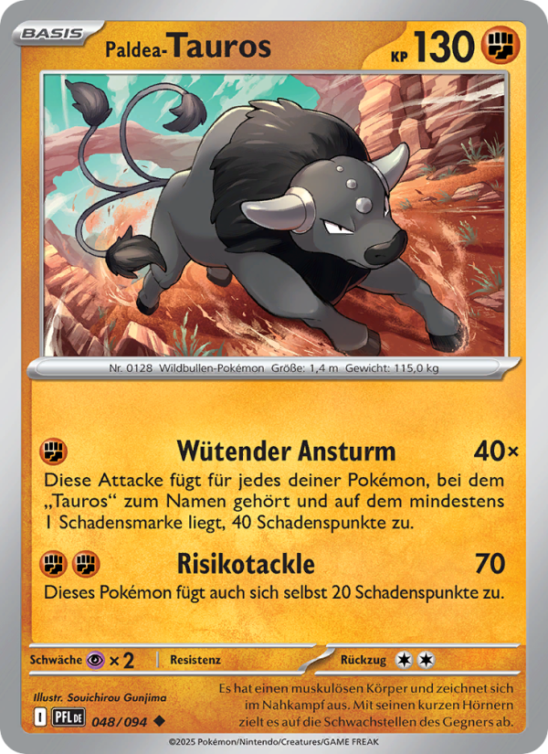 Paldea-Tauros 048 — Fatale Flammen (German Pokémon TCG card)