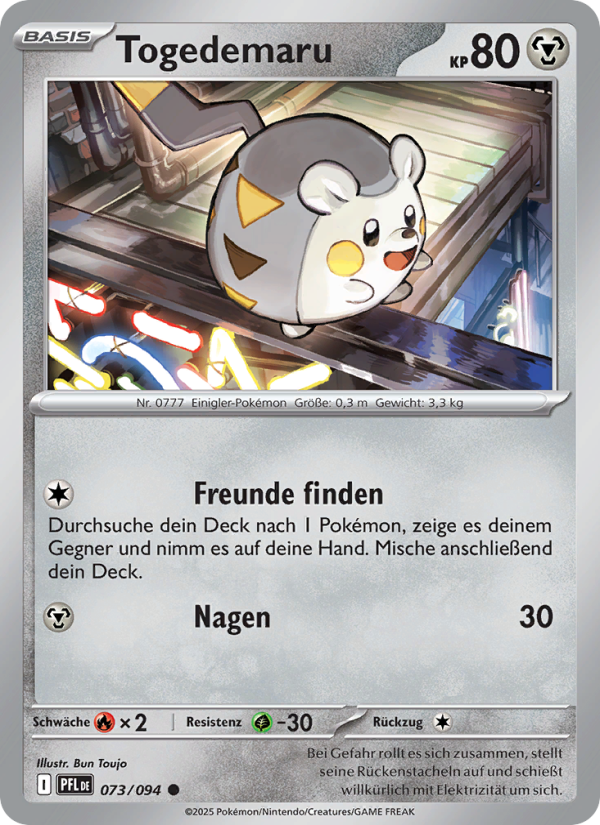Togedemaru 073 — Fatale Flammen (German Pokémon TCG card)