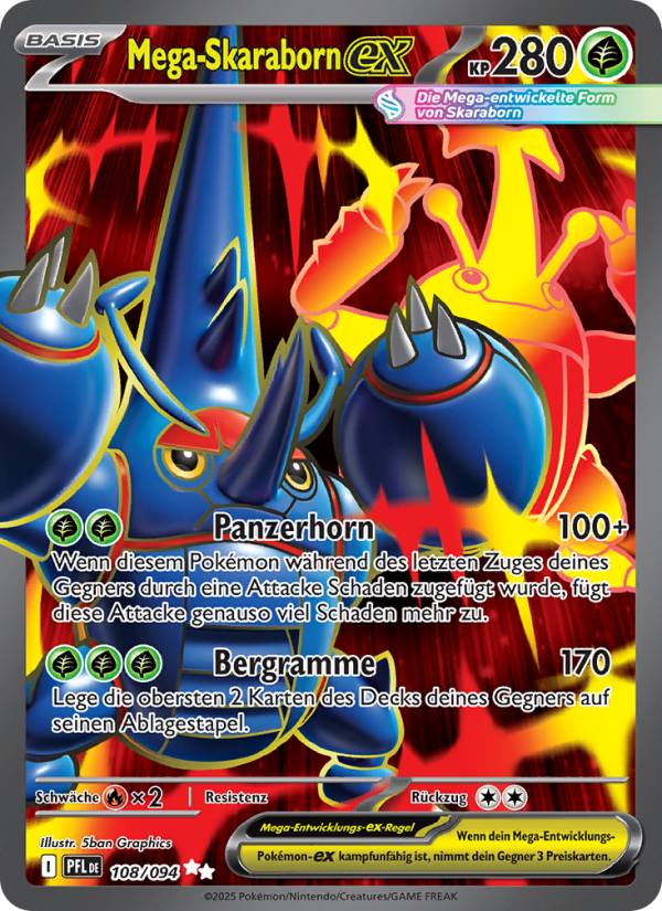 Mega-Skaraborn-ex 108 — Fatale Flammen (German Pokémon TCG card)