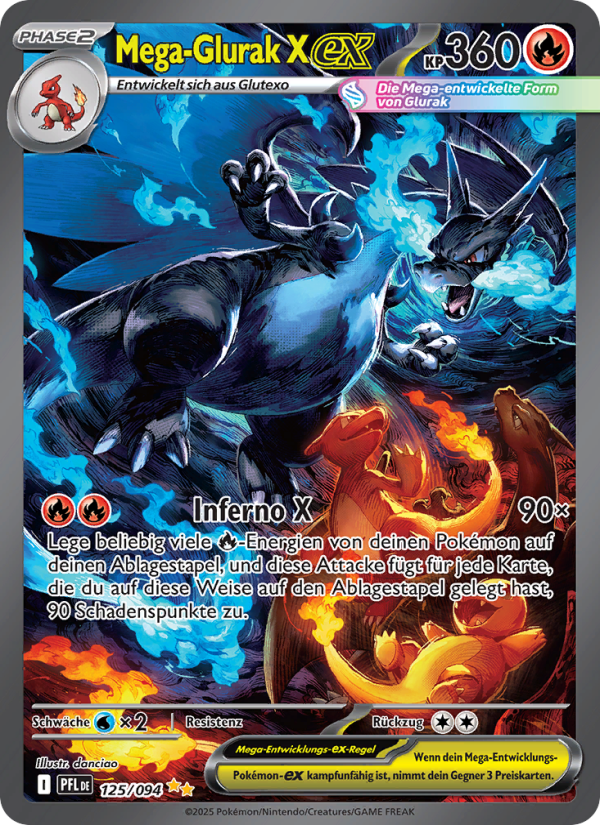 Mega-Glurak X-ex 125 — Fatale Flammen (German Pokémon TCG card)
