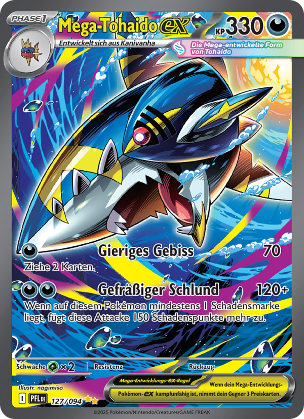 Mega-Tohaido-ex 127 — Fatale Flammen (German Pokémon TCG card)