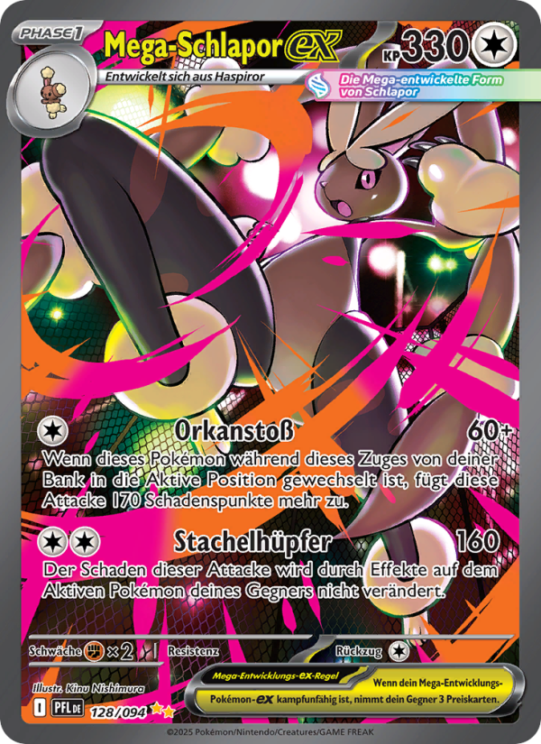 Mega-Schlapor-ex 128 — Fatale Flammen (German Pokémon TCG card)