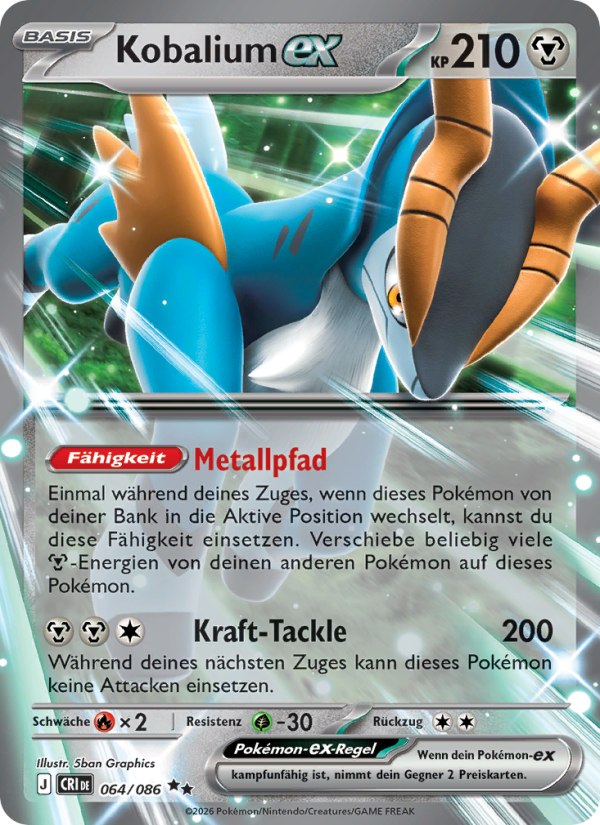 Kobalium-ex 064 — Wachsendes Chaos (German Pokémon TCG card)