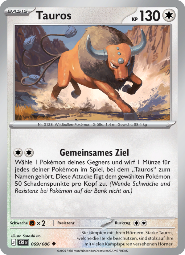 Tauros 069 — Wachsendes Chaos (German Pokémon TCG card)