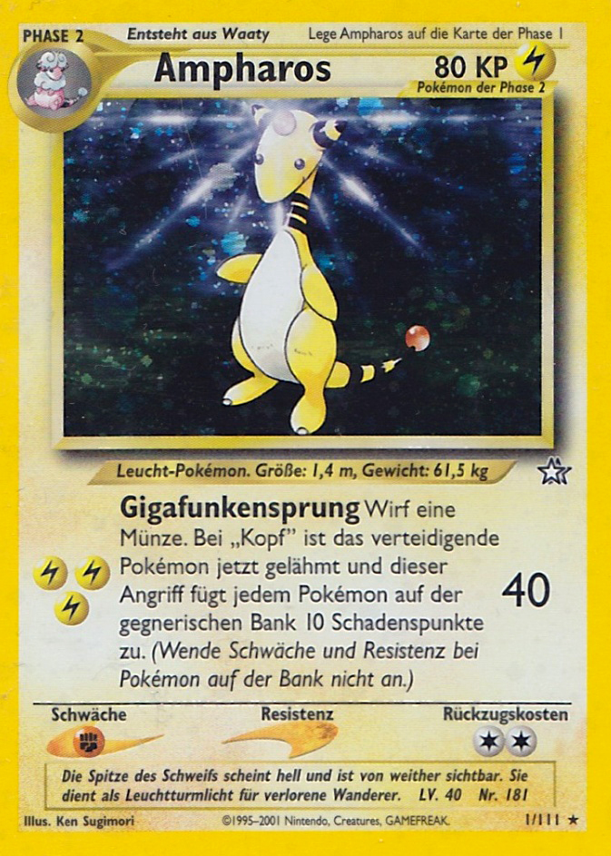 Ampharos 1 — Neo Genesis (German Pokémon TCG card)