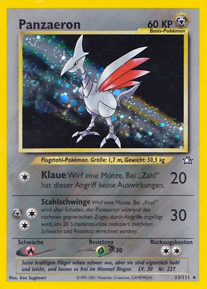 Panzaeron 13 — Neo Genesis (German Pokémon TCG card)