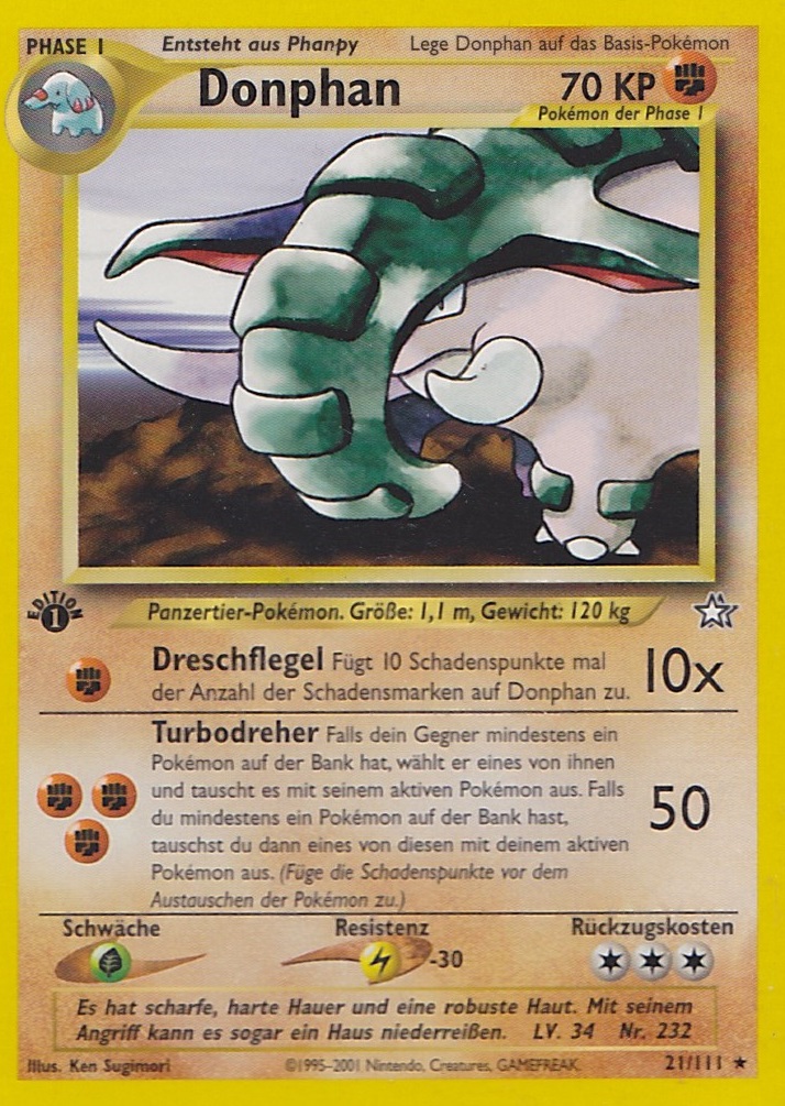 Donphan 21 — Neo Genesis (German Pokémon TCG card)