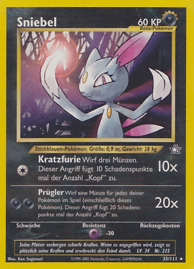 Sniebel 25 — Neo Genesis (German Pokémon TCG card)