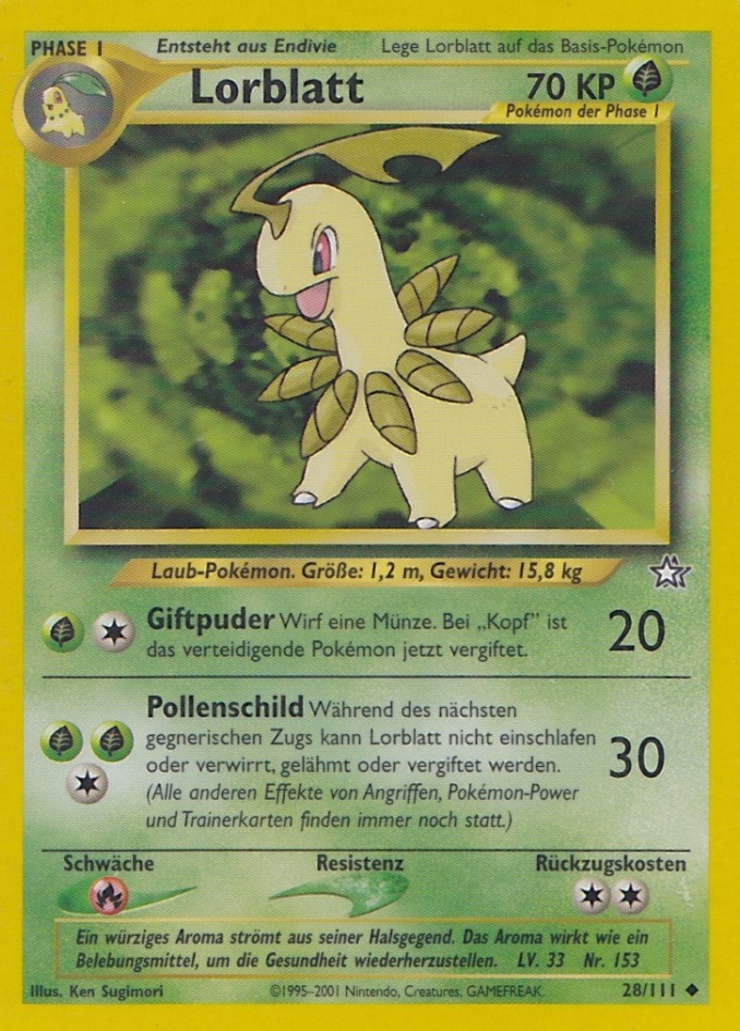 Lorblatt 28 — Neo Genesis (German Pokémon TCG card)