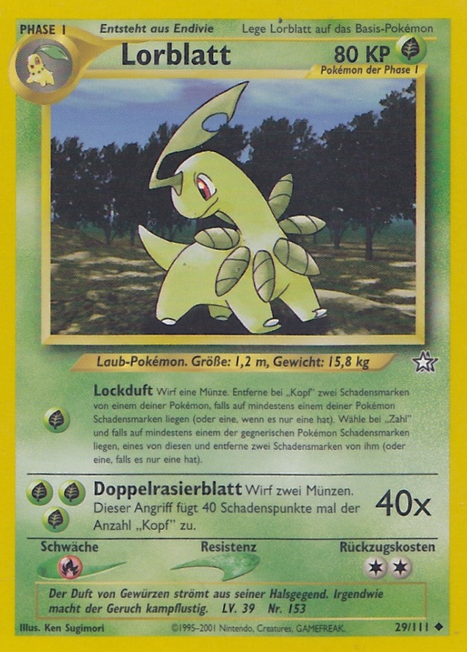 Lorblatt 29 — Neo Genesis (German Pokémon TCG card)
