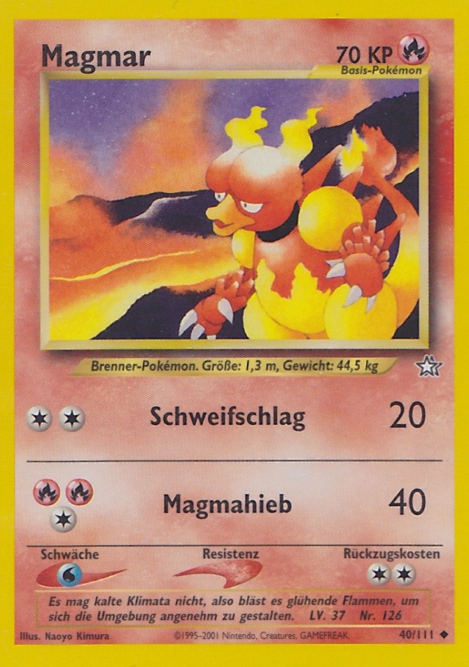 Magmar 40 — Neo Genesis (German Pokémon TCG card)