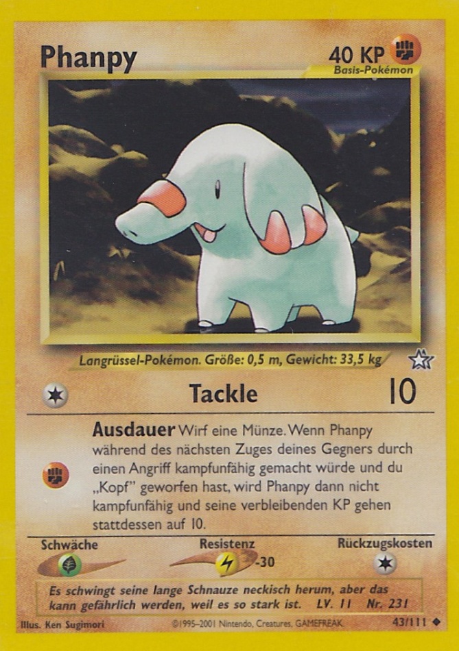 Phanpy 43 — Neo Genesis (German Pokémon TCG card)