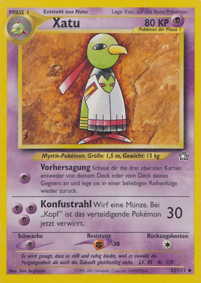 Xatu 52 — Neo Genesis (German Pokémon TCG card)