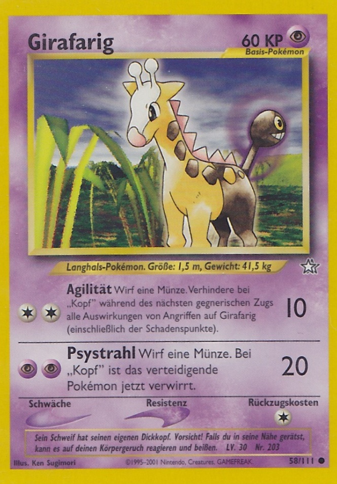 Girafarig 58 — Neo Genesis (German Pokémon TCG card)