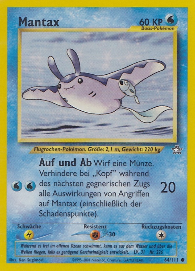 Mantax 64 — Neo Genesis (German Pokémon TCG card)