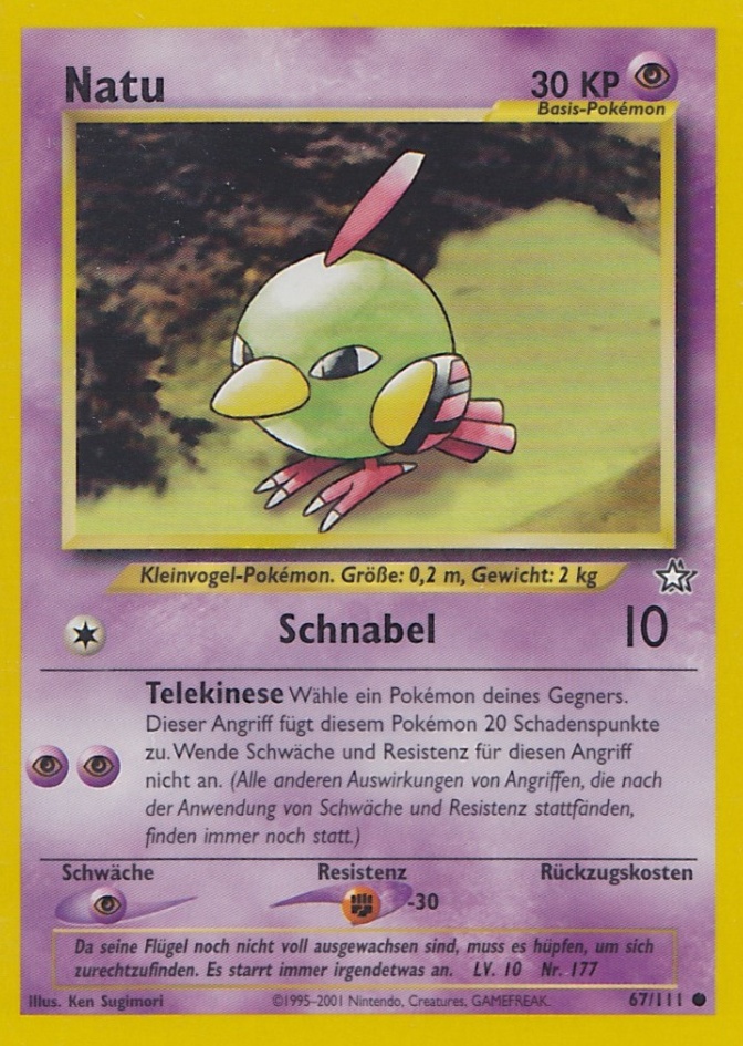 Natu 67 — Neo Genesis (German Pokémon TCG card)