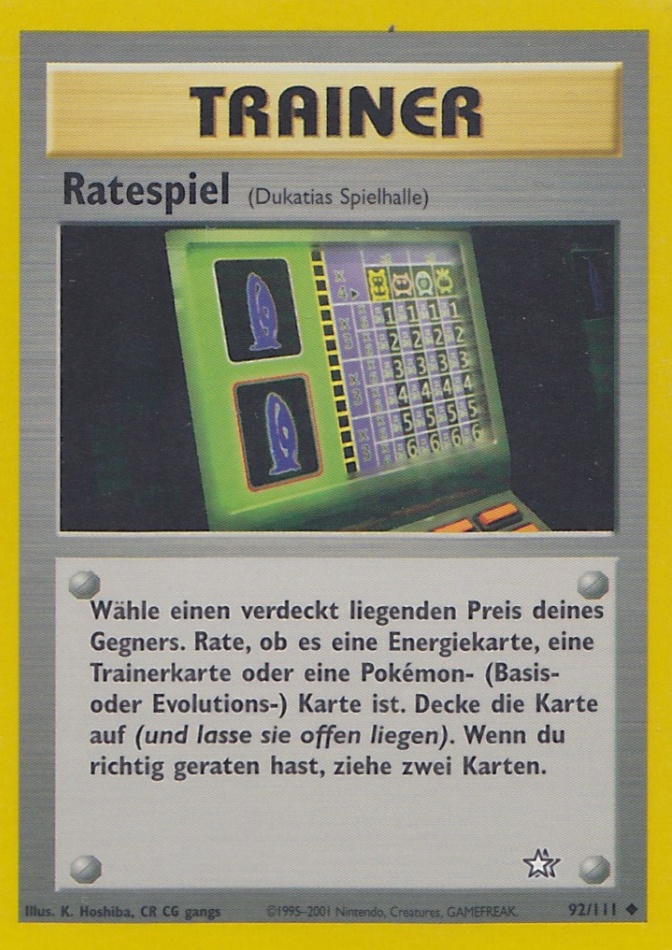 Ratespiel 92 — Neo Genesis (German Pokémon TCG card)