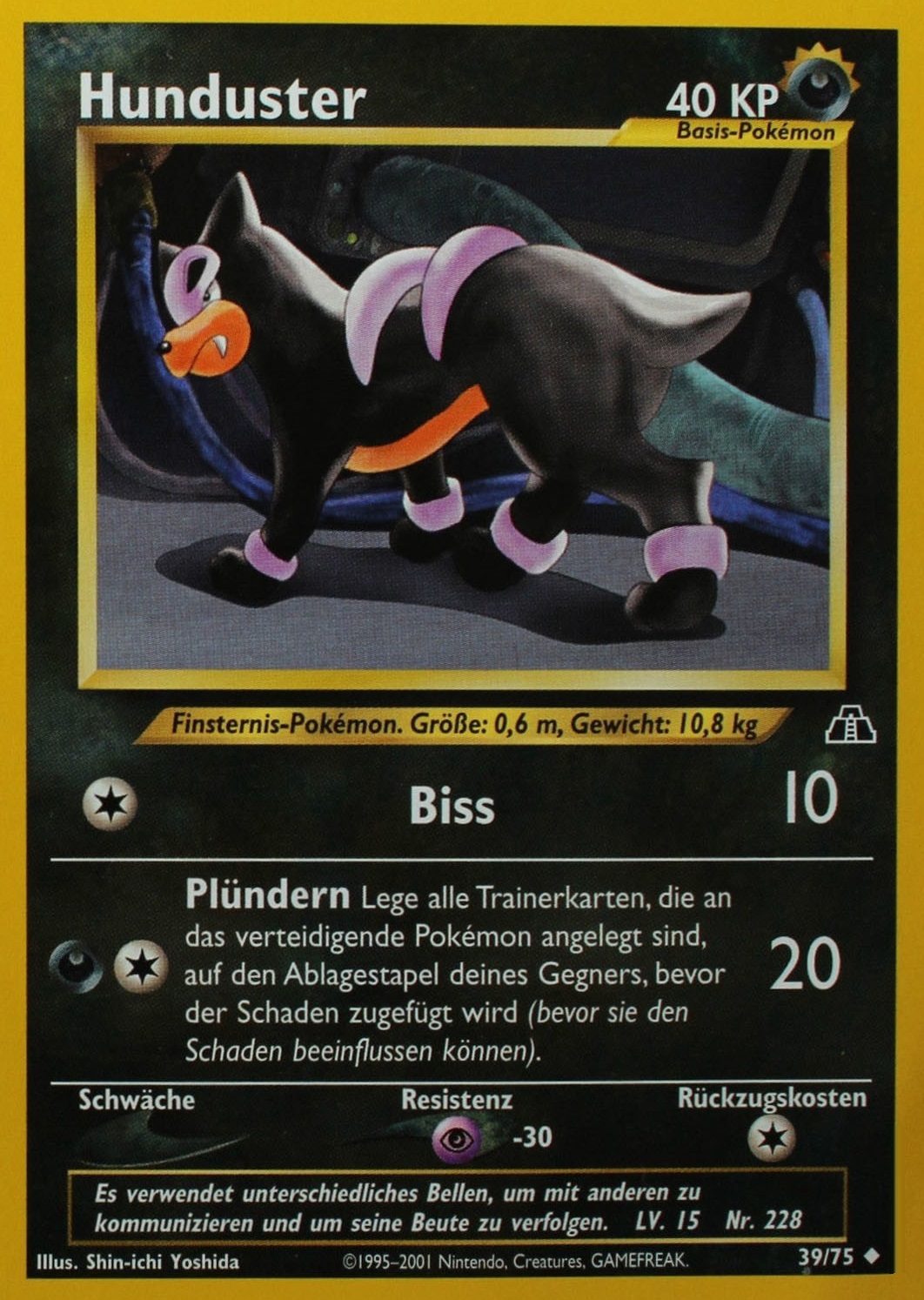 Hunduster 39 — Neo Entdeckung (German Pokémon TCG card)