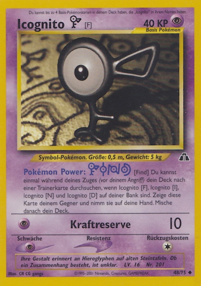 Icognito F 48 — Neo Entdeckung (German Pokémon TCG card)