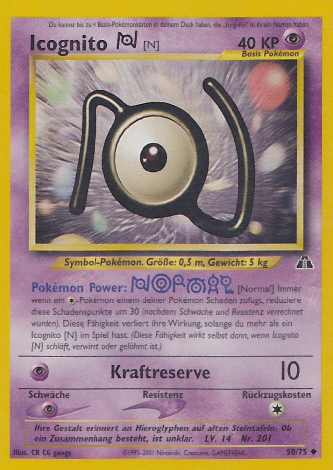 Icognito N 50 — Neo Entdeckung (German Pokémon TCG card)