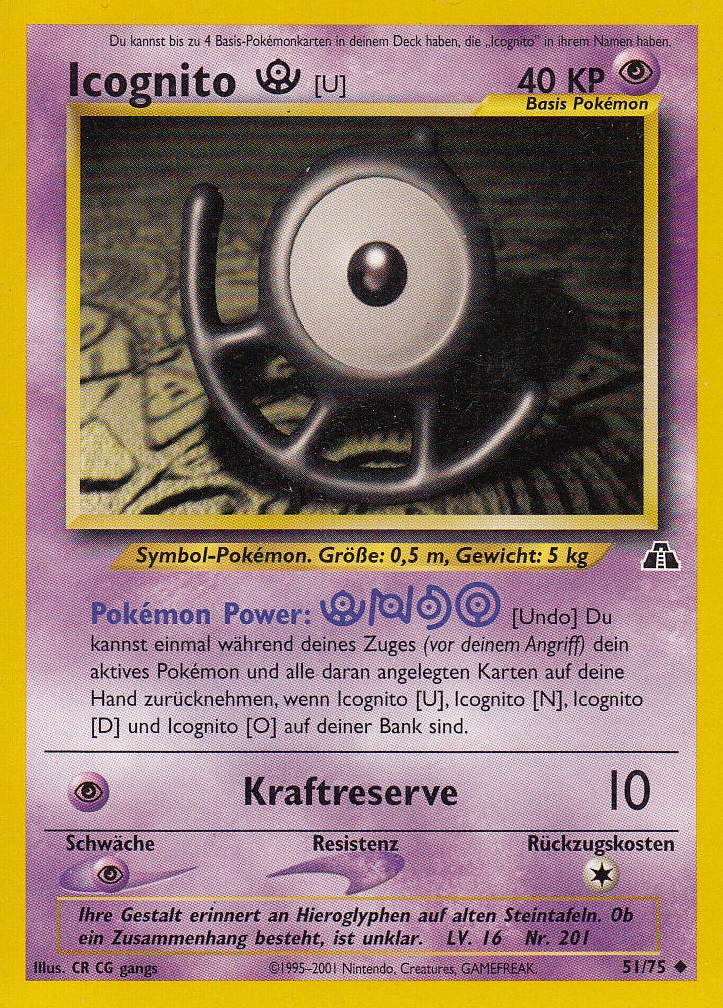 Icognito U 51 — Neo Entdeckung (German Pokémon TCG card)