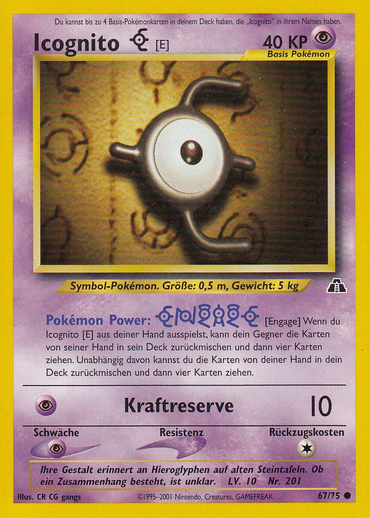 Icognito E 67 — Neo Entdeckung (German Pokémon TCG card)