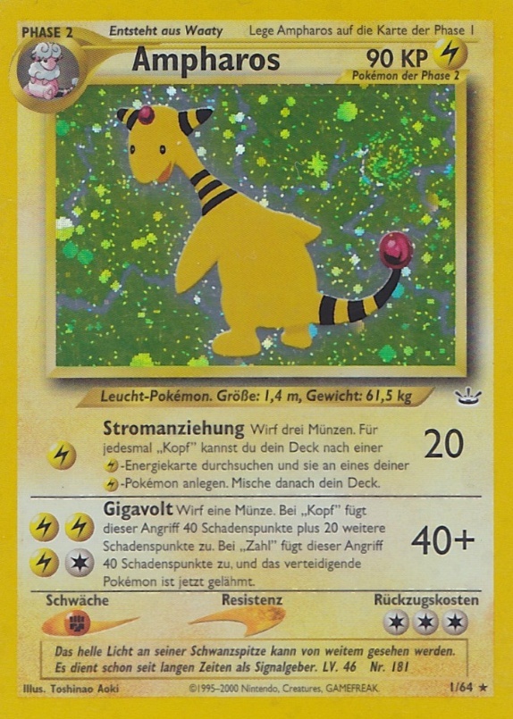 Ampharos 1 — Neo Revelation (German Pokémon TCG card)