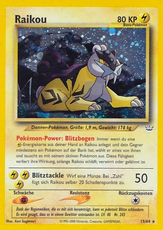 Raikou 13 — Neo Revelation (German Pokémon TCG card)