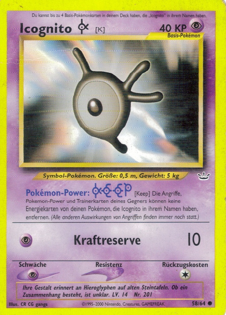 Icognito K 58 — Neo Revelation (German Pokémon TCG card)