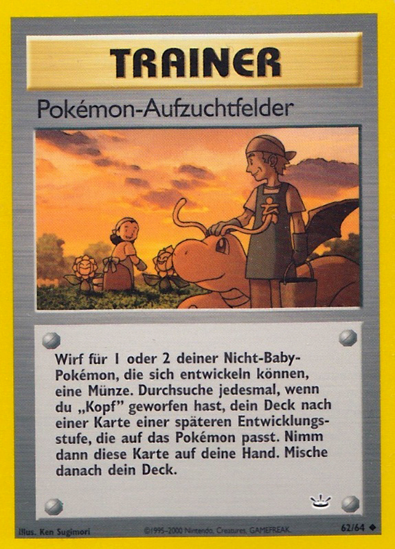 Pokémon-Aufzuchtsfelder 62 — Neo Revelation (German Pokémon TCG card)