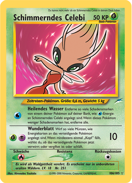 Schimmerndes Celebi 106 — Neo Destiny (German Pokémon TCG card)