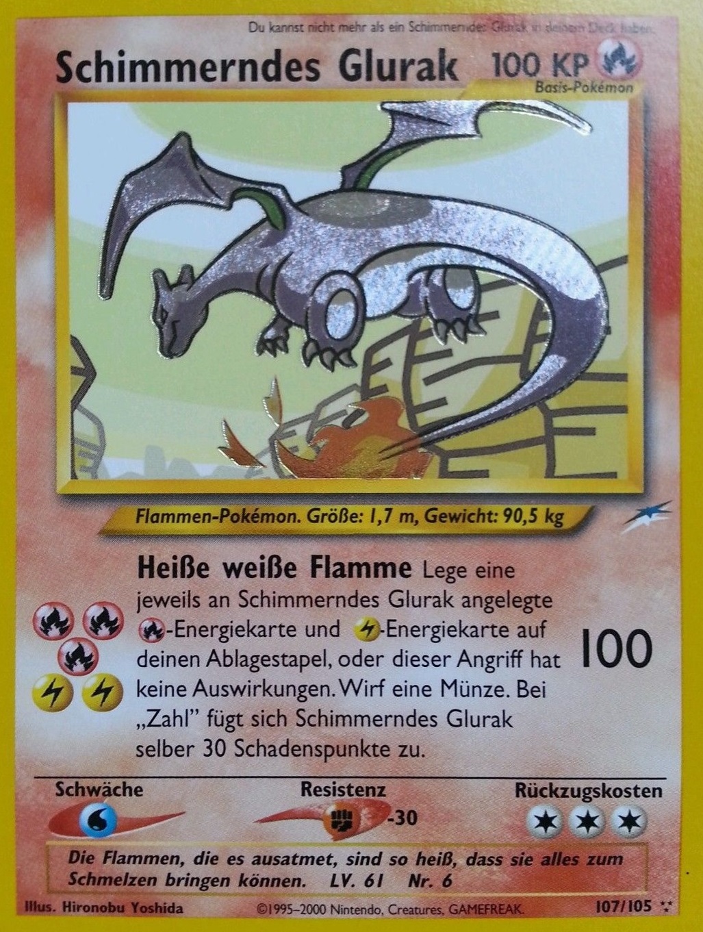 Schimmerndes Glurak 107 — Neo Destiny (German Pokémon TCG card)